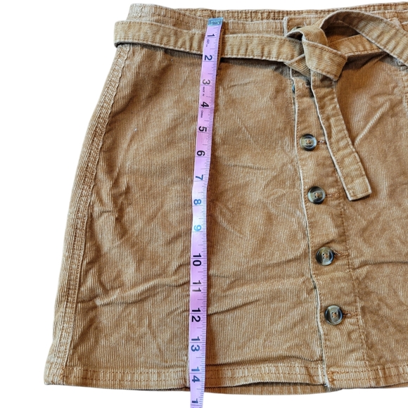 American Eagle Camel Tan Corduroy Button Front Mini Skirt - Picture 3 of 8
